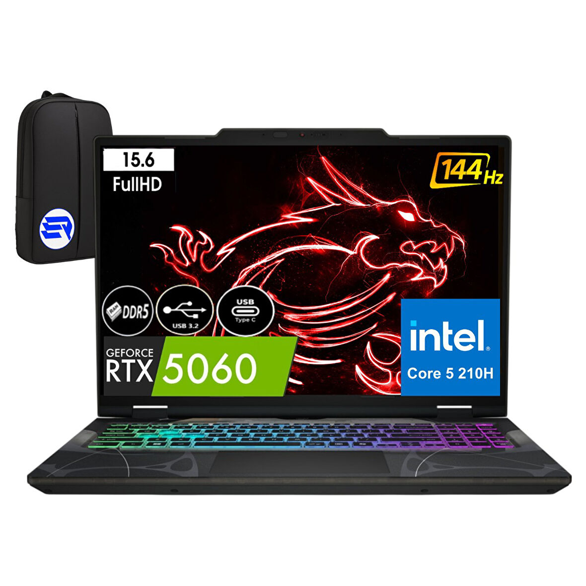 Msi Cyborg 15 B2RWFKG-207XTREP4 Core 5 210H 16GB 1tb SSD RTX5060 15.6'' 144Hz WIN11 Pro + Elektropasaj Çanta