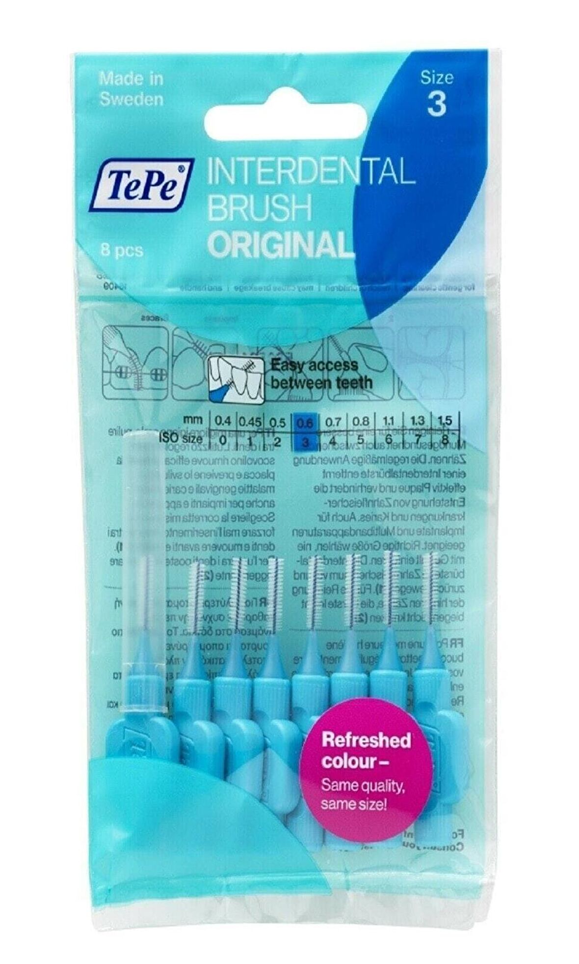 Tepe İnterdental Brush Arayüz Fırçası Mavi 0.6 mm 8 li