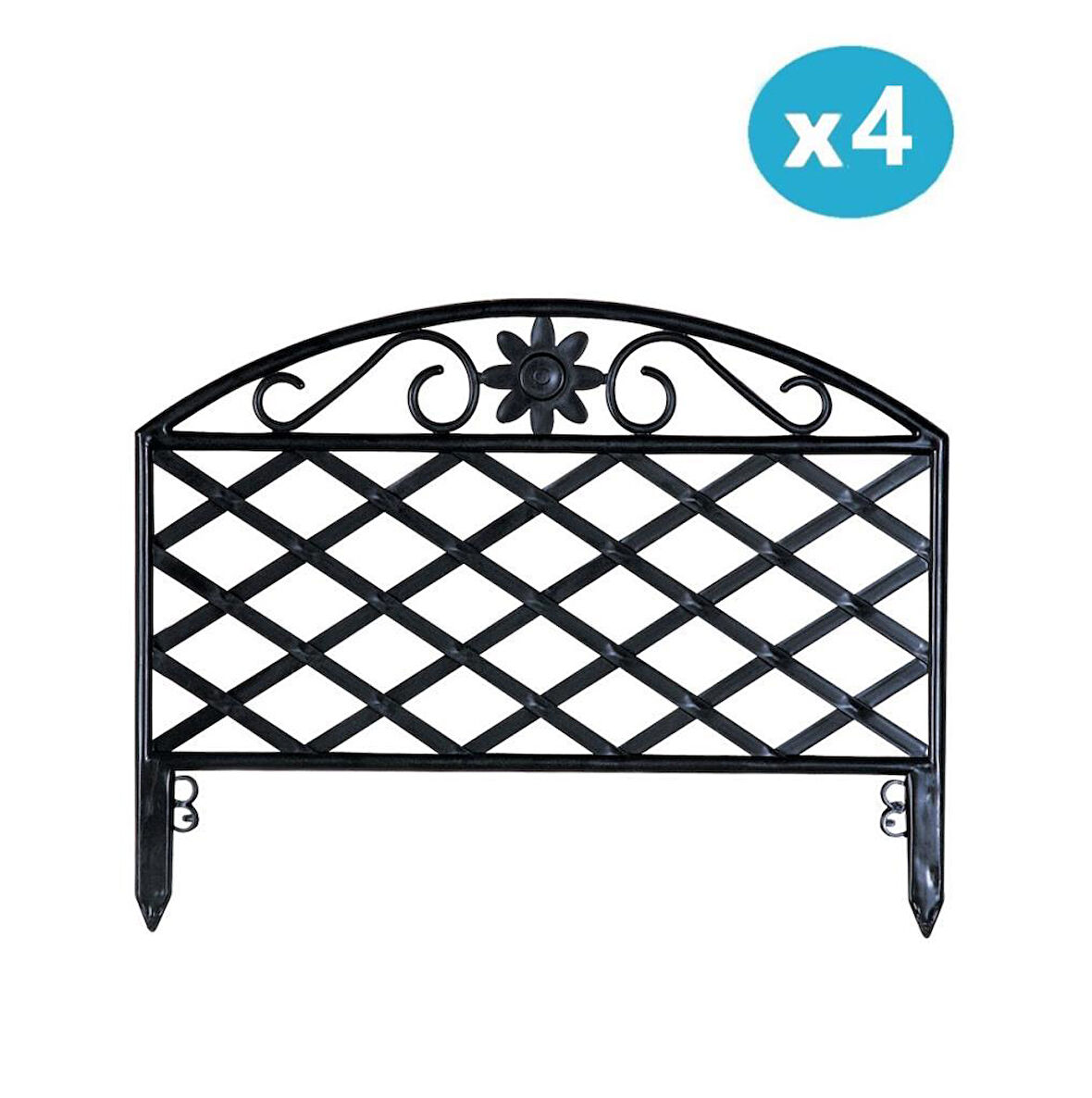 Omnipazar SY-5994 Lattice Plastik Bahçe Çiti Siyah 45x34 cm 4'lü Set 
