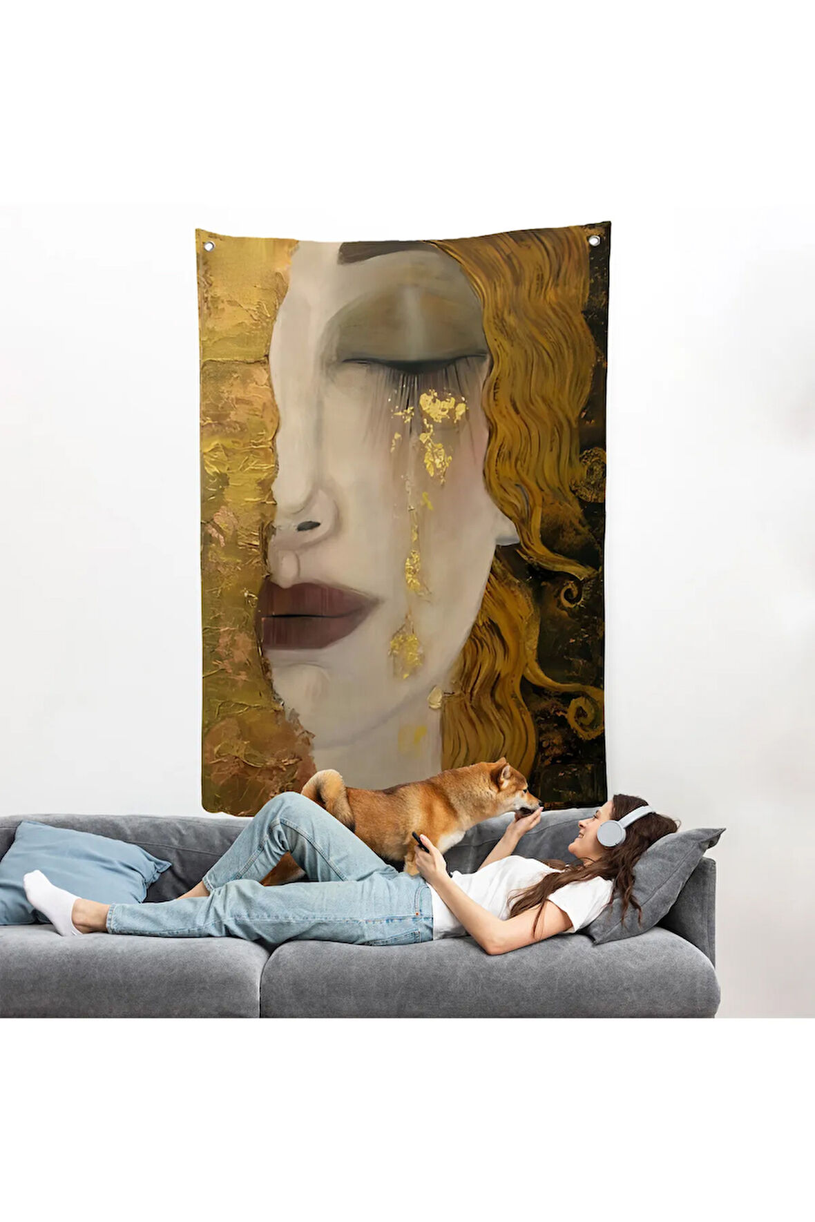 Gustav Klimt - Altın Gözyaşları Duvar Örtüsü-7319