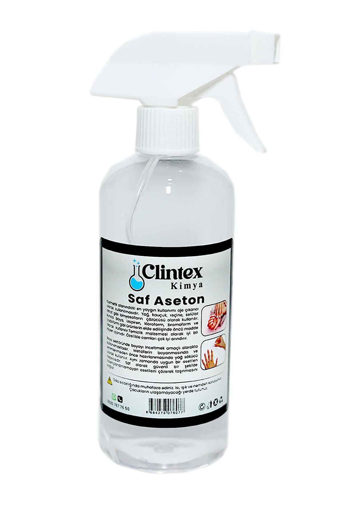 Clintex Kimya Spreyli Saf Aseton %99.9 500 Ml