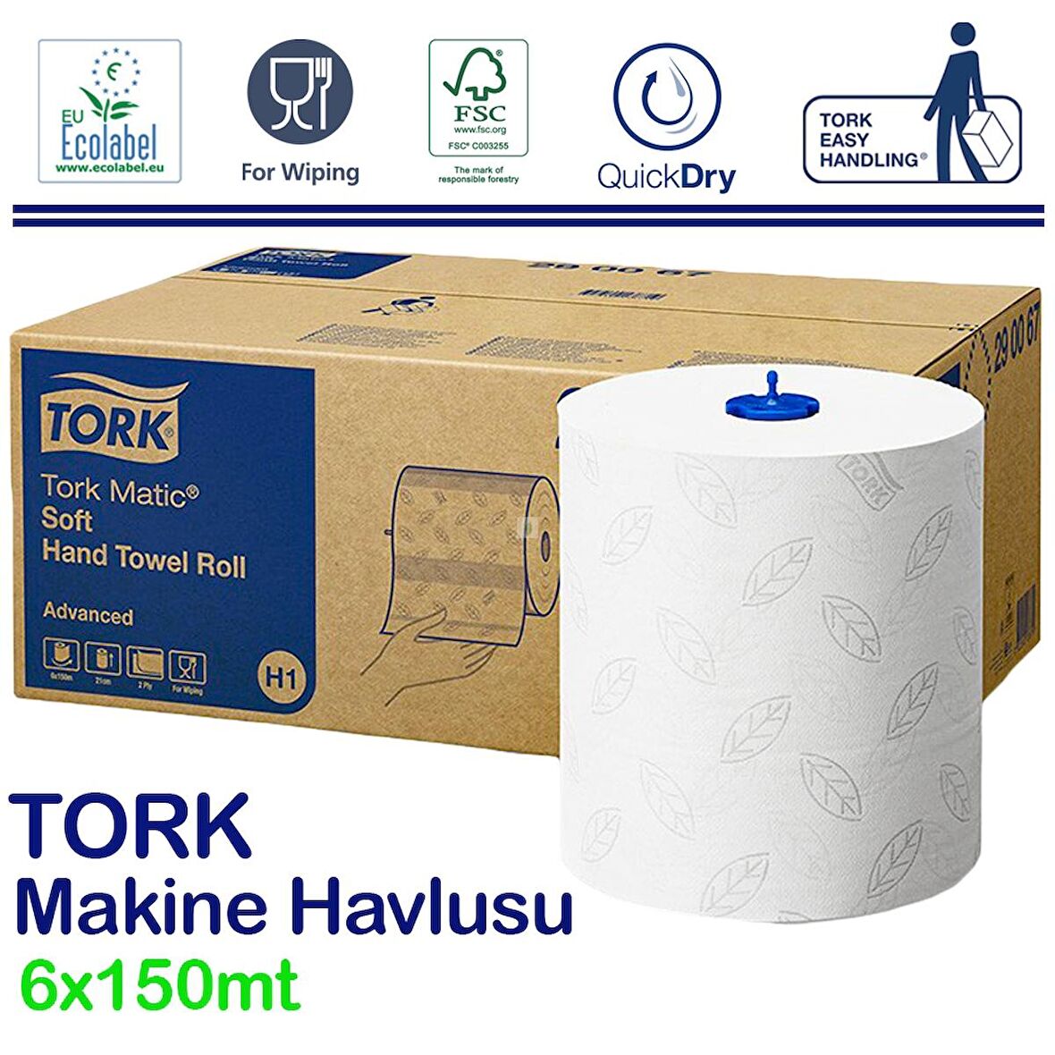 Tork Matic Hareketli Havlu Advanced 150 mt. x 6 Rulo, 21 cm., %100 Selüloz (290067)