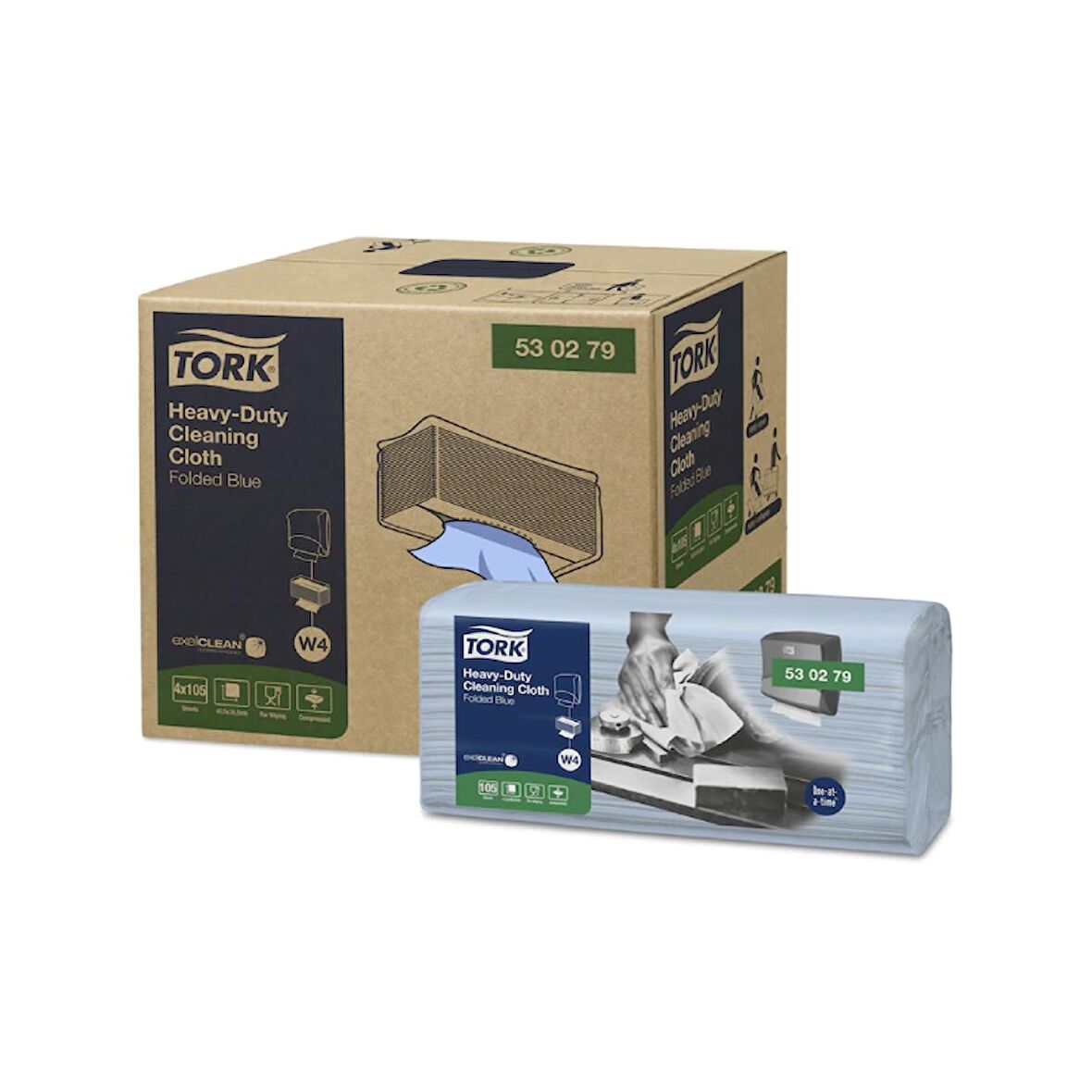 Tork W4 Sistem Temizlik Bezi Ağır Kirler 4 Pkt. x 105 Ad.(530279)