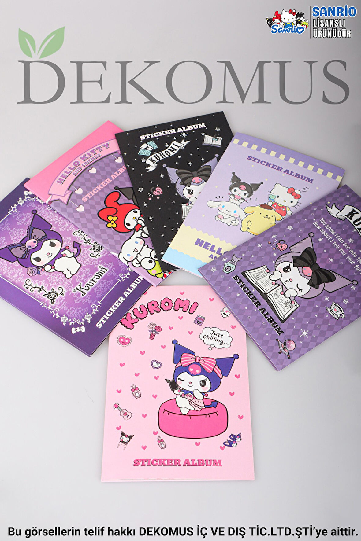 DEKOMUS İLE LİSANSLI YENİ SEZON BEST FRIENDS "TEKLİ" KUROMI,HELLO KITTY,CINNAMOROLL STICKER SET