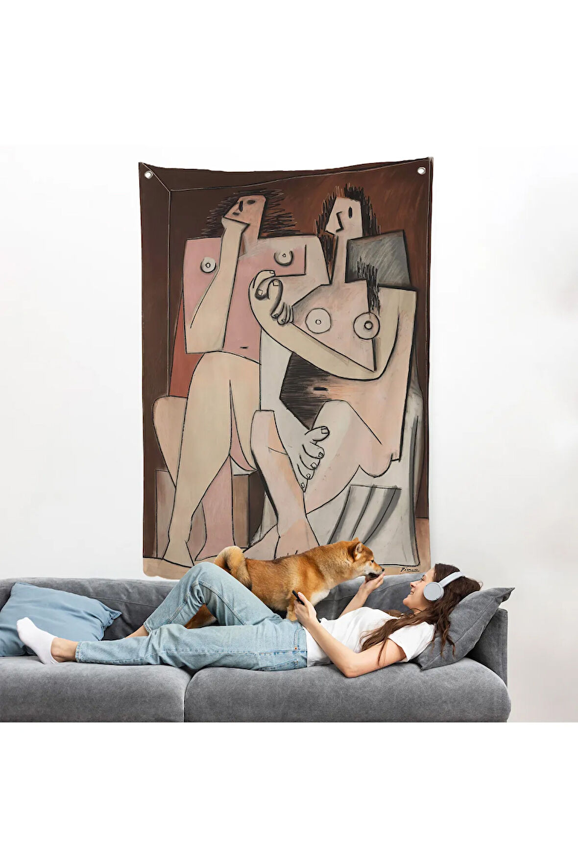 Pablo Picasso - Adam ve Kadın Soyut Duvar Örtüsü - Homme et Femme-7329