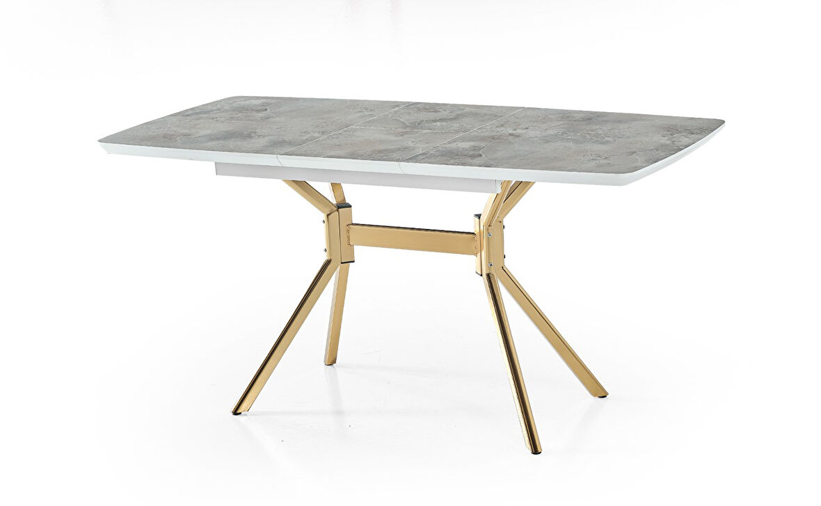 Fursimo Monterra Açılır Yemek Masası – 80 x 130 / 160 cm, Rambla Üst Tabla, Gold Metal Ayak