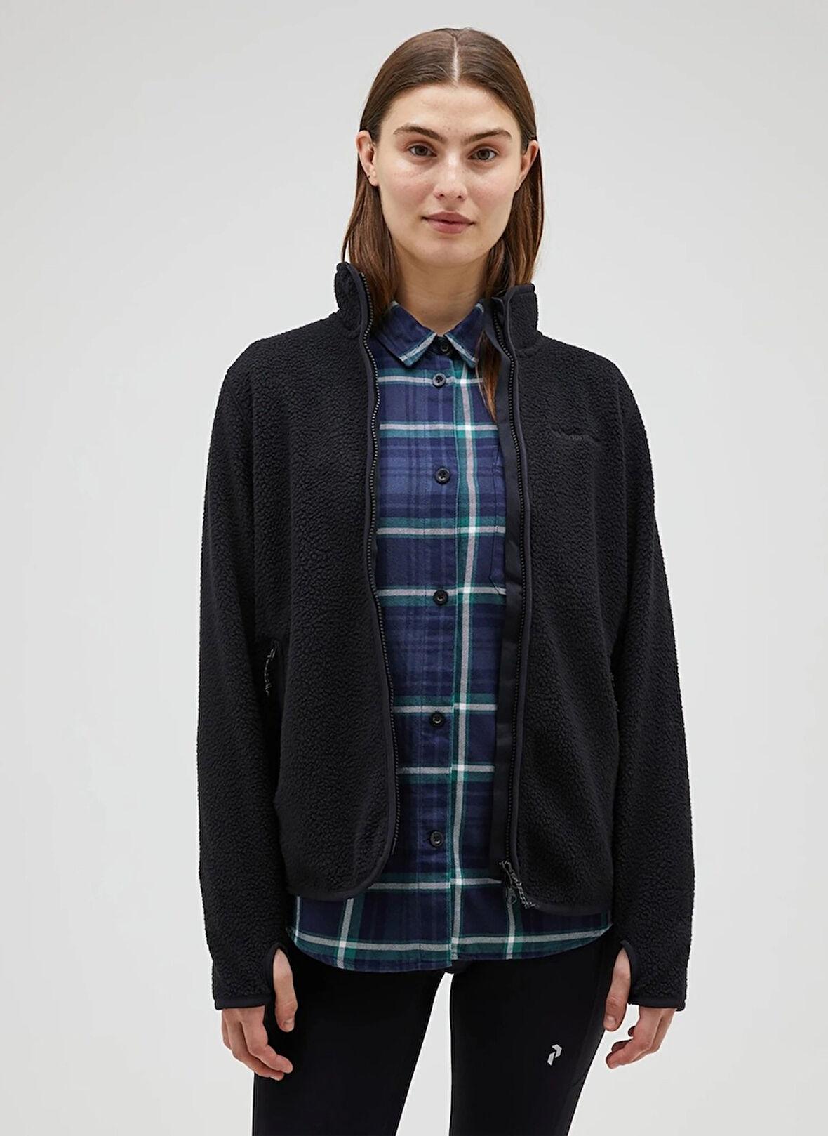 Peak Performance Siyah Düz Kadın Polar Sweatshırt W Pile Zip Jacket-BLACK