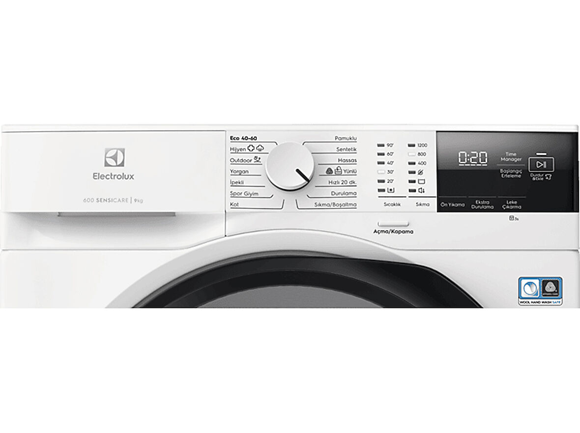 ELECTROLUX EW6F2292T A Enerji Sınıfı 600 Serisi SensiCare 9 kg 1200 Devir Çamaşır Makinesi Beyaz