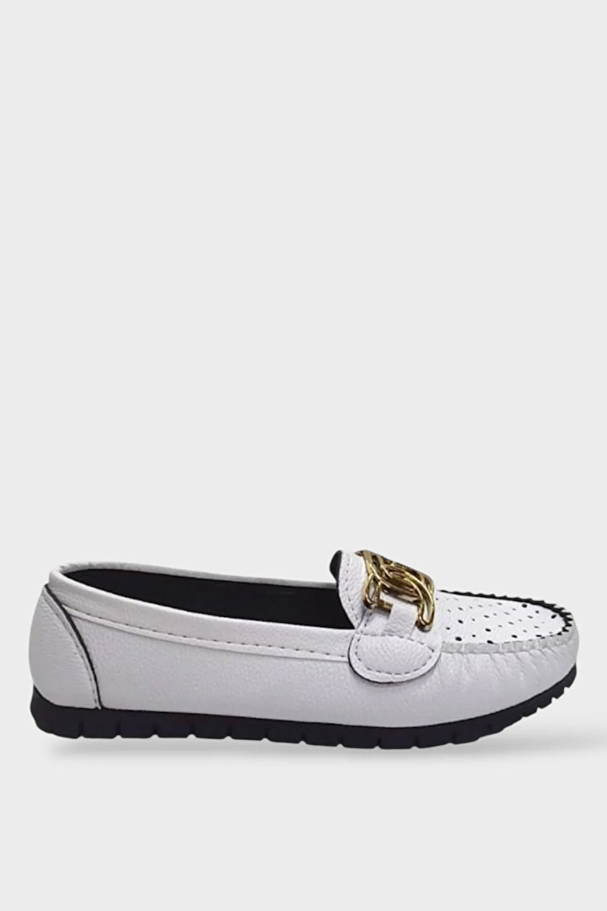 Kadın Toka Detaylı Günlük Babet Ayakkabı BEYAZ