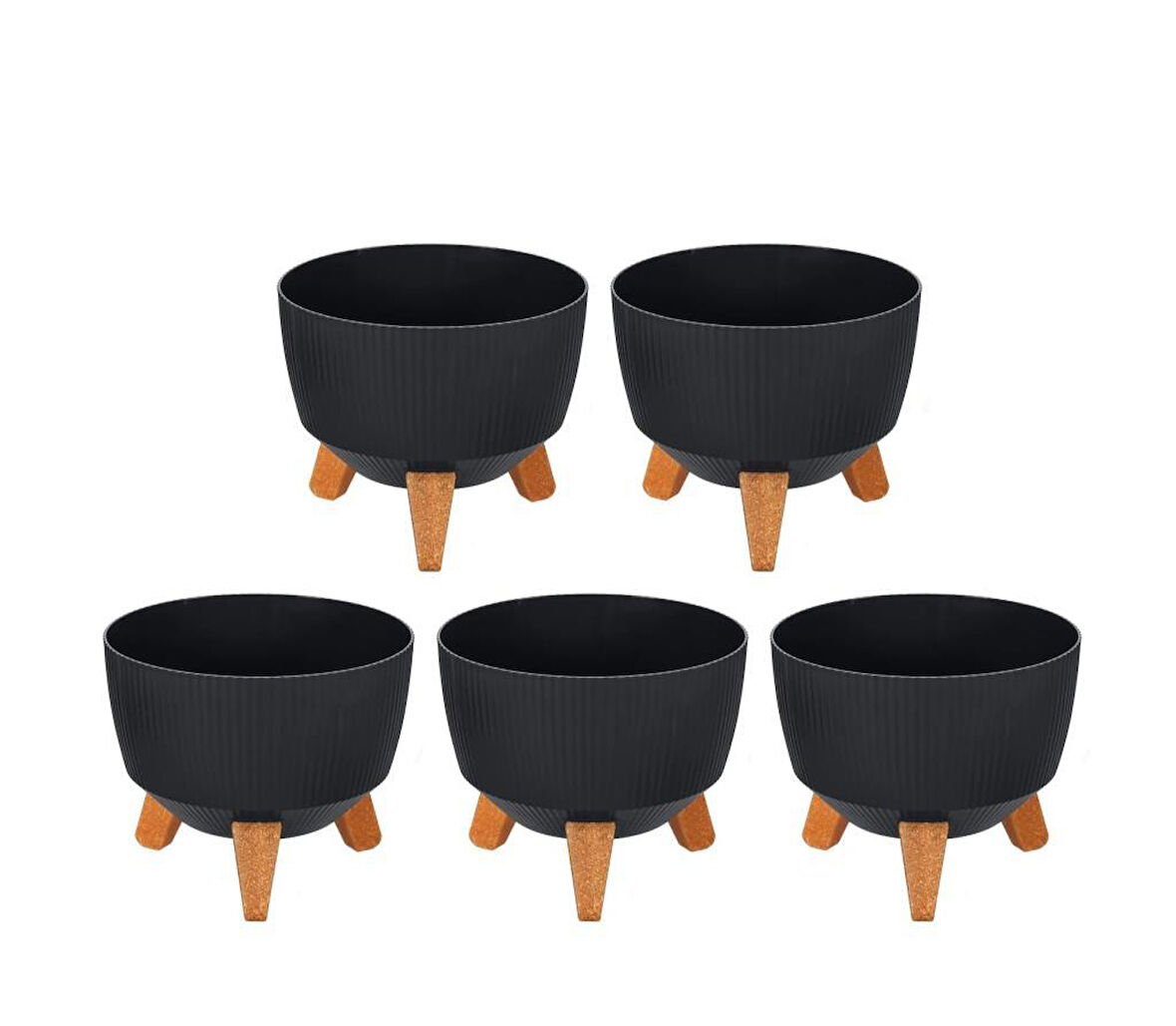 Omnipazar ELF-495 Dekoratif Ayaklı Nostalji Saksı 5 lt Antrasit 5 Adet 