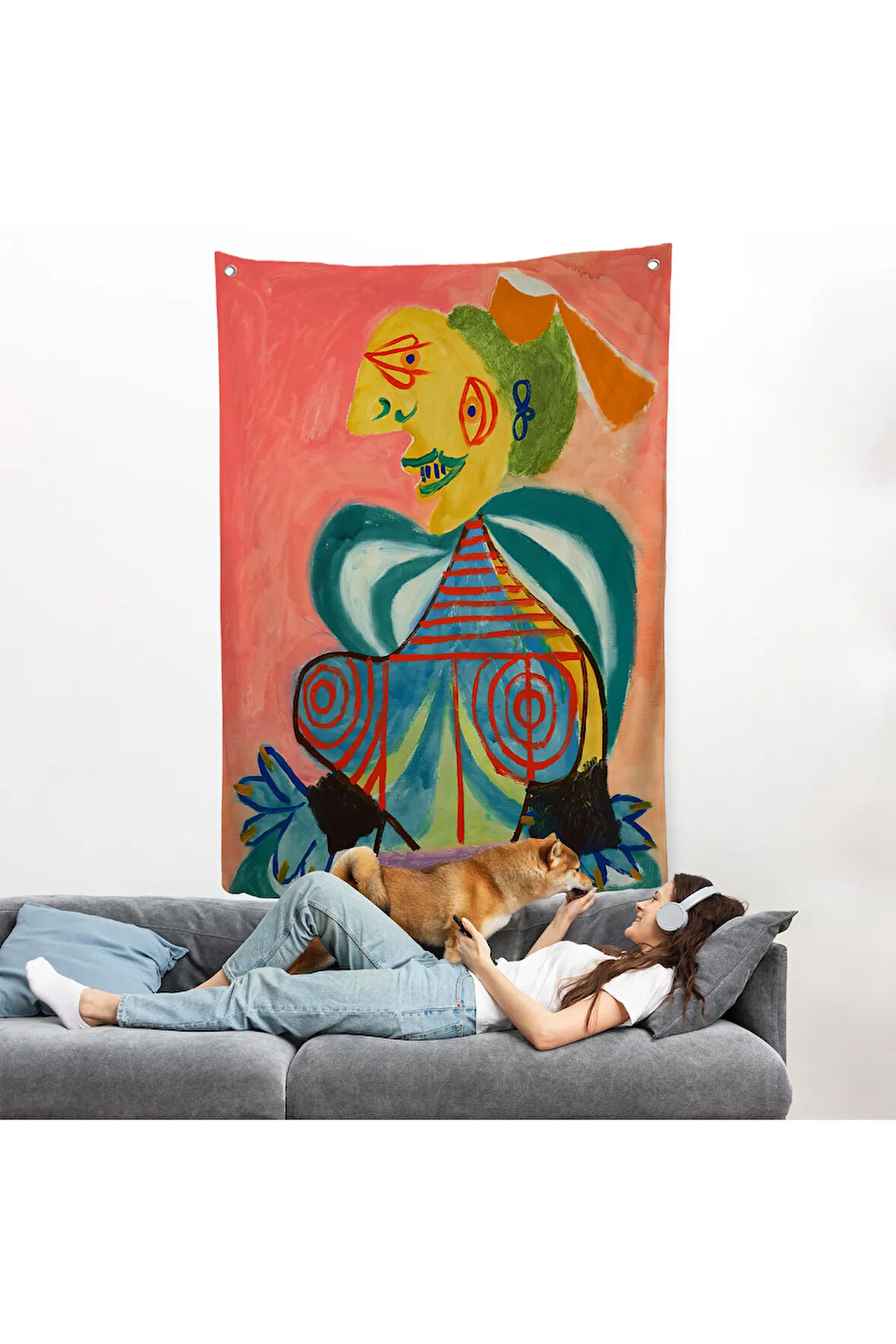 Pablo Picasso - Lee Miller'ın Arlesienne Rolündeki Portre Duvar Örtüsü-7341