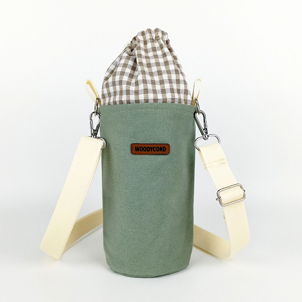 Woodycord El Yapımı Mint Yeşili Büzgülü Matara ve Termos Kılıfı