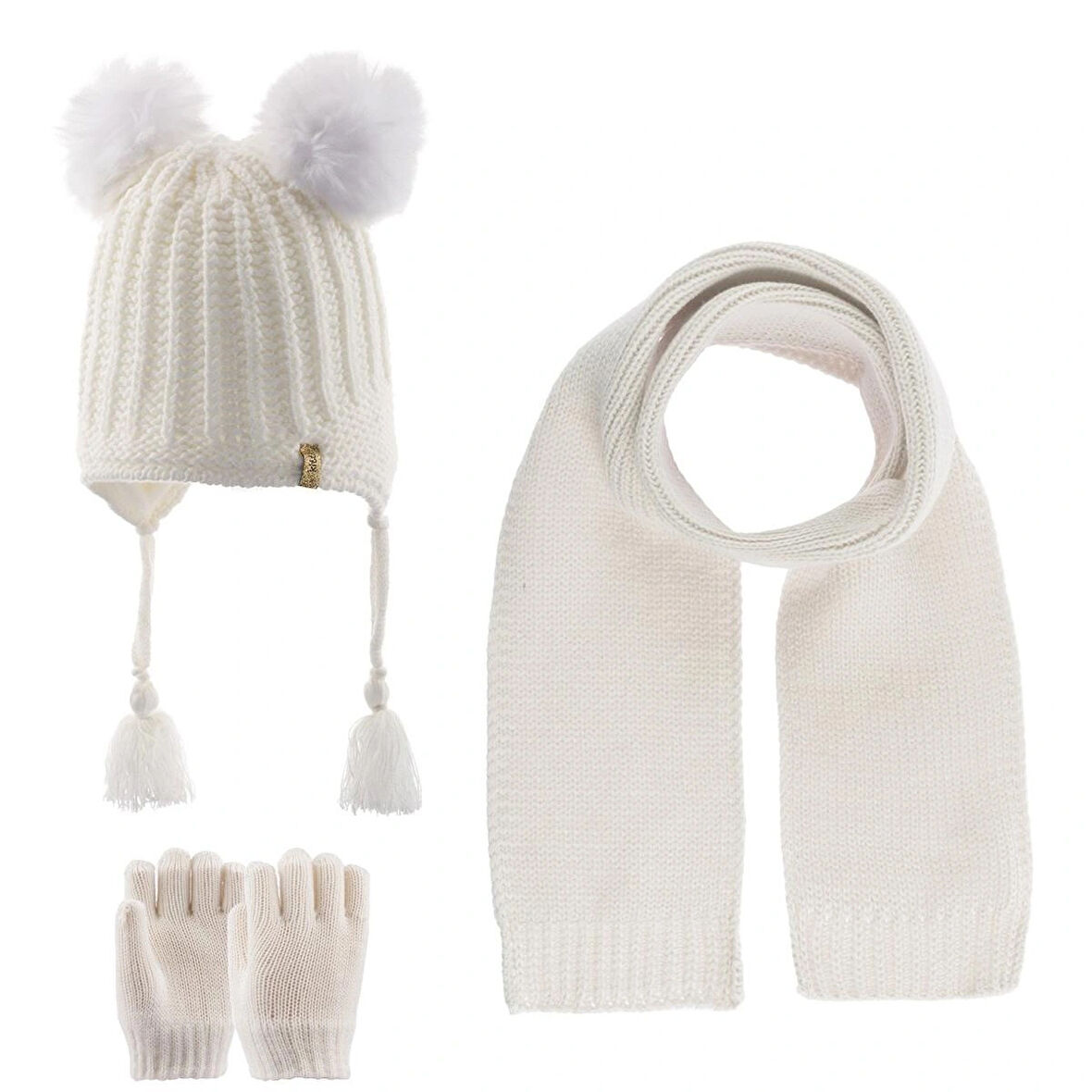 1-4 Yaş Kız Bebek & Çocuk Atkı Bere Eldiven 3'lü Takım