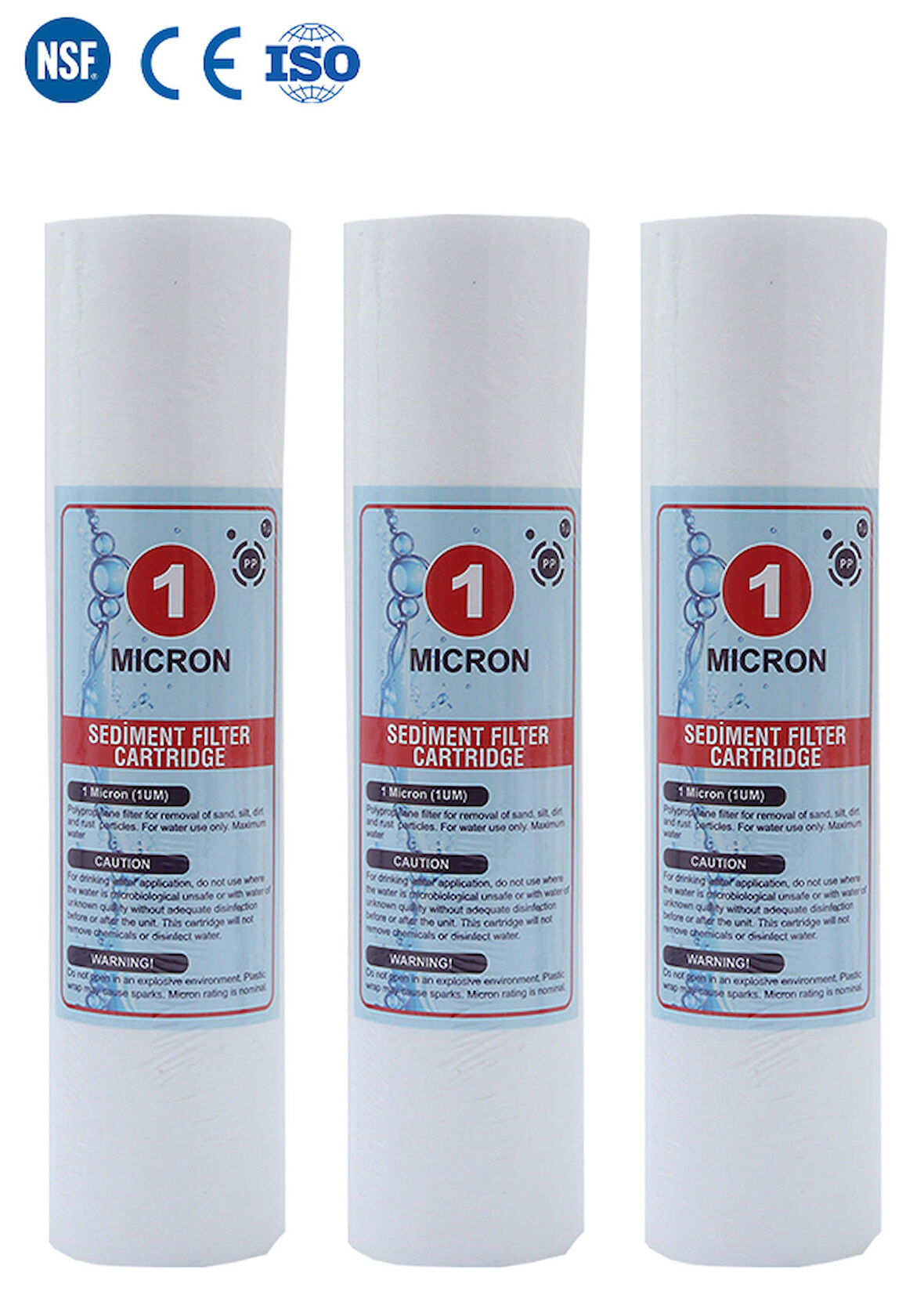 Açık Kasa Su Arıtma Cihazı 1 Mikron Sediment Spun Filtre (3 Adet)