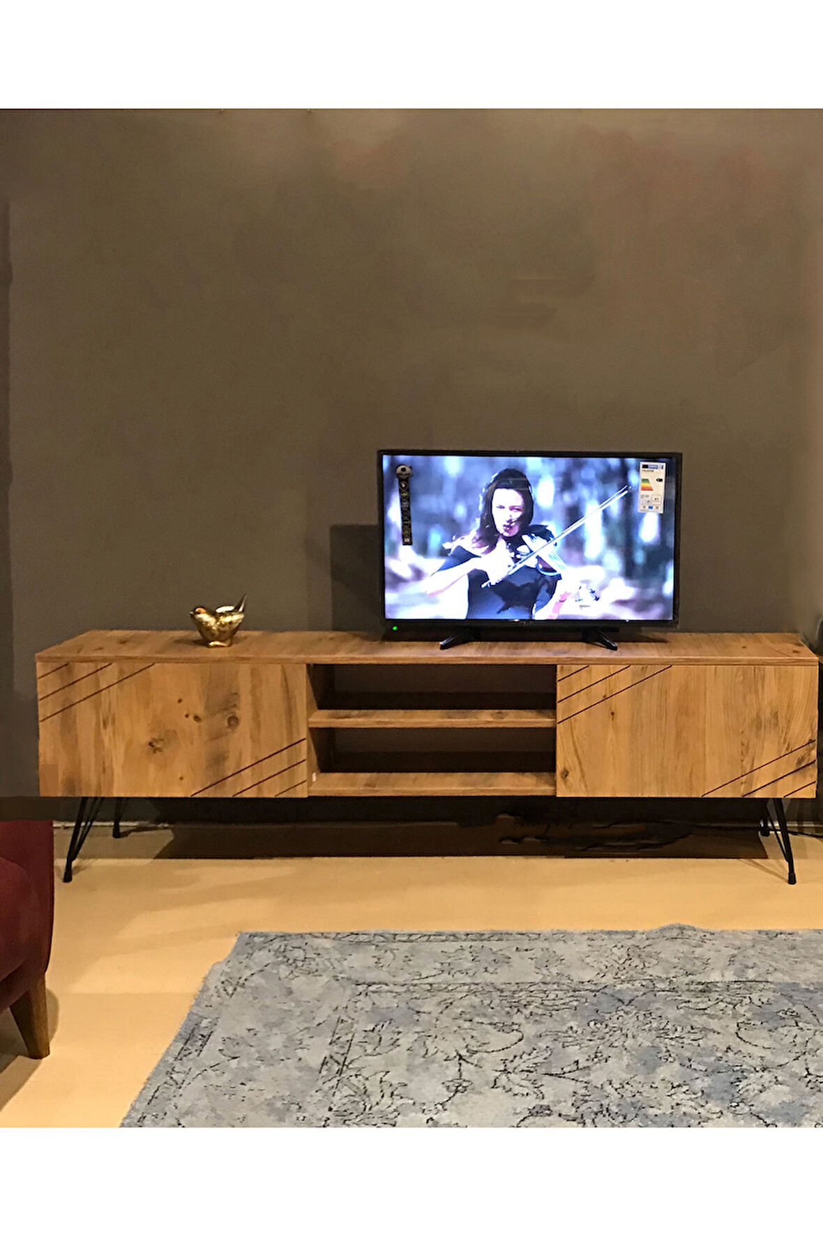 Yat Tv Ünitesi Çeviz Kare Çapraz Tek Alt Atlantik Çam