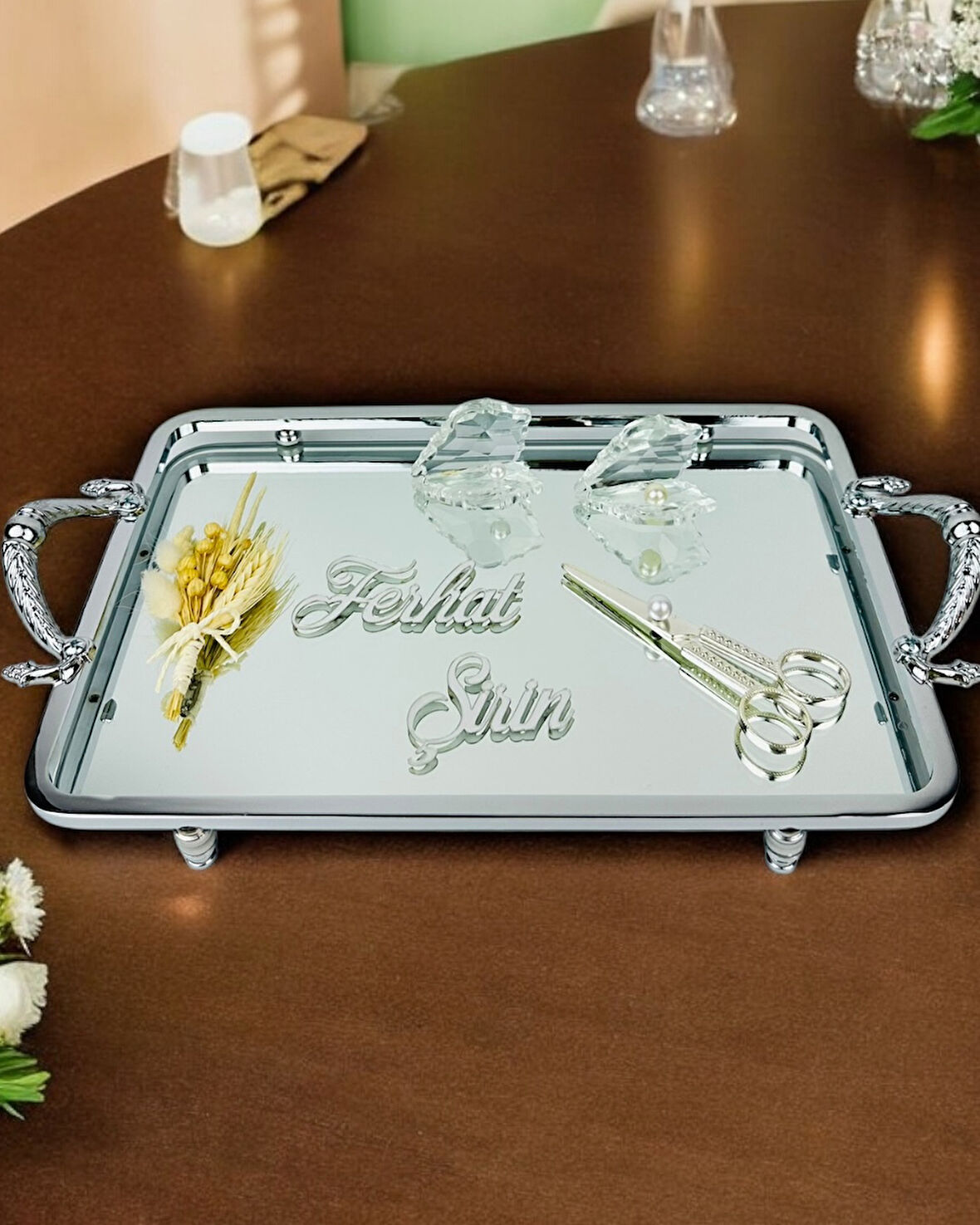 Passion Gümüş Şık Nişan Tepsisi