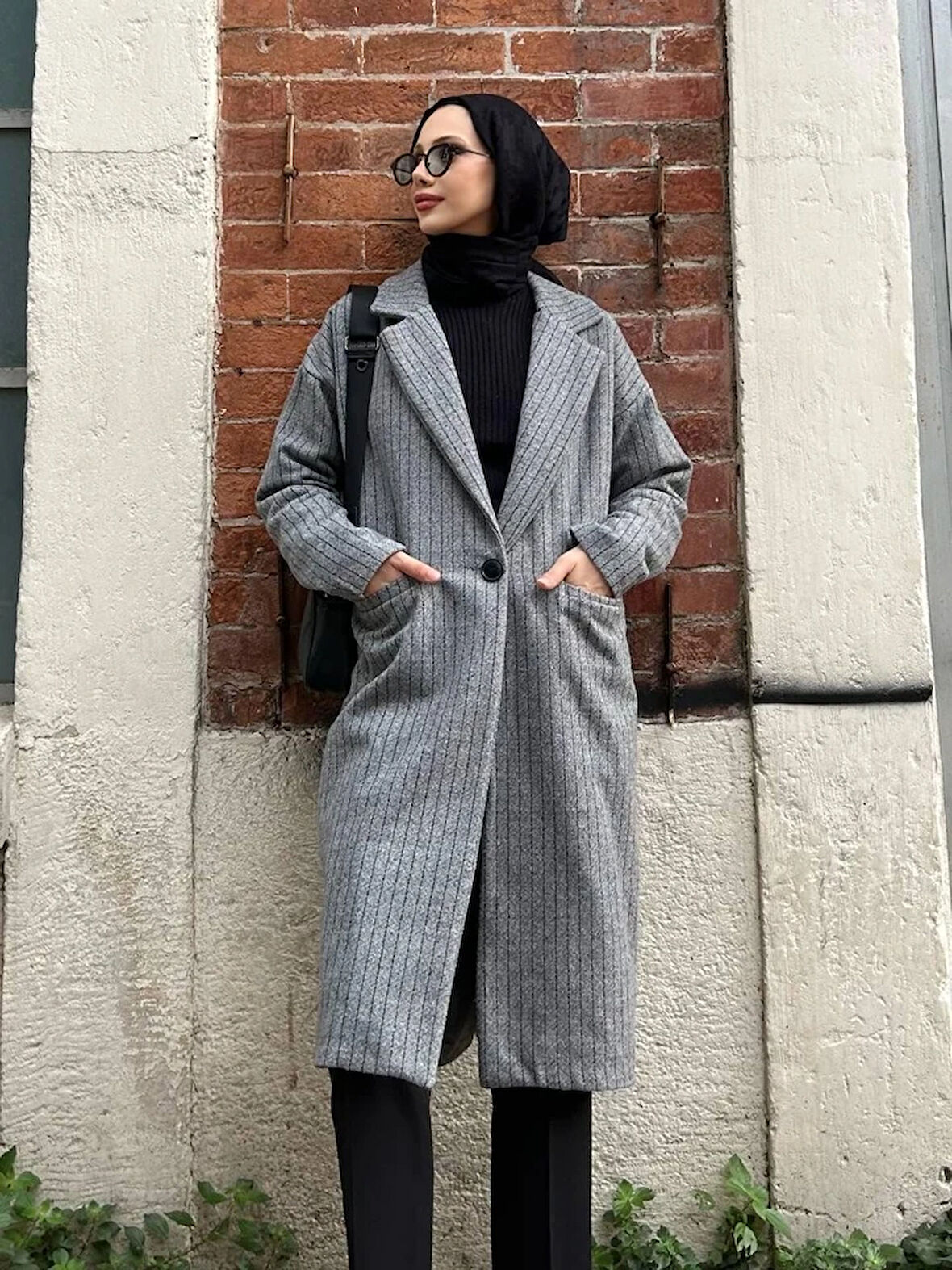 Vamer Çizgili Kaşe Kaban TNS-4348