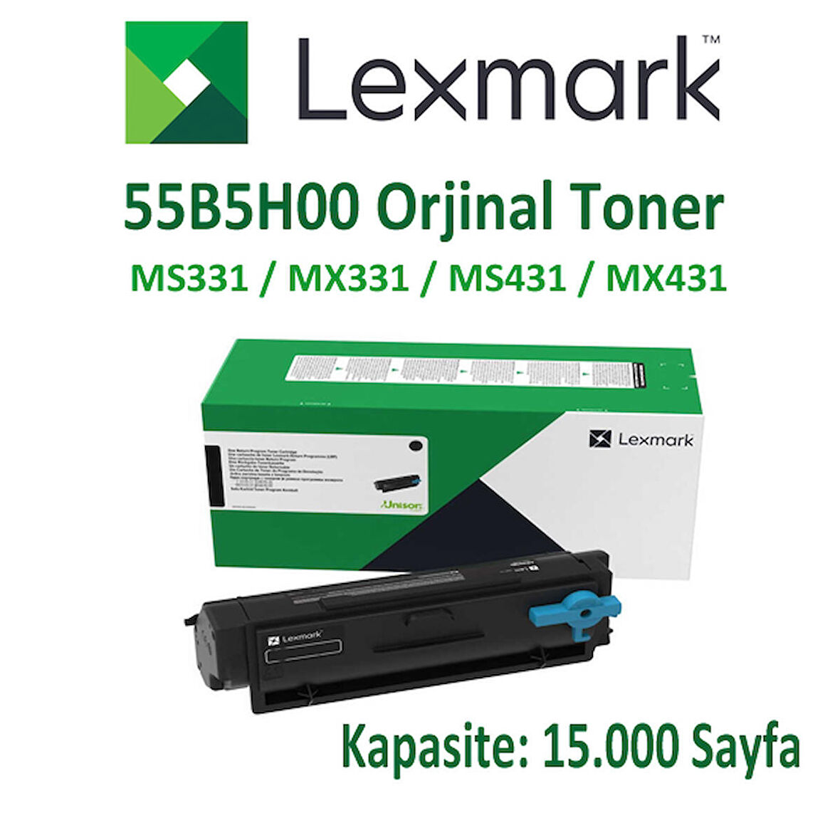 LEXMARK 55B5H00 LASER TONER MS331 / MX331 / MX43115.000 SAYFA