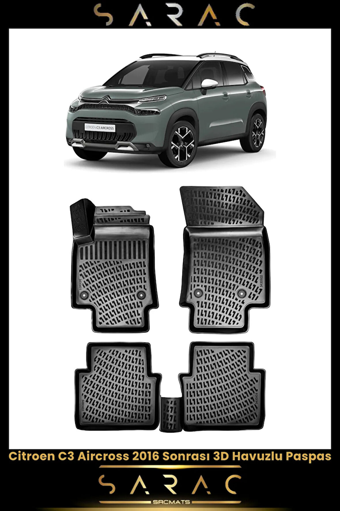Citroen C3 Aircross 2020 Model Araca Özel 3d Havuzlu Paspas