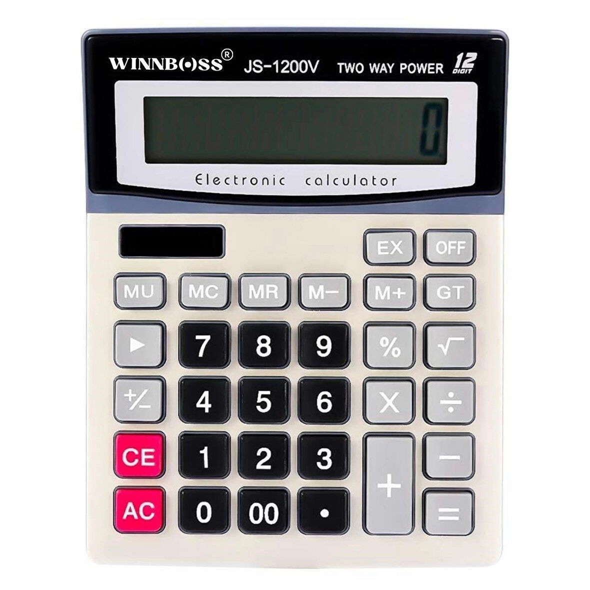 İpek Yıldızı® 12 Haneli Geniş LCD Ekran, Pilli Büyük Düğmeli Hesap Makinesi
