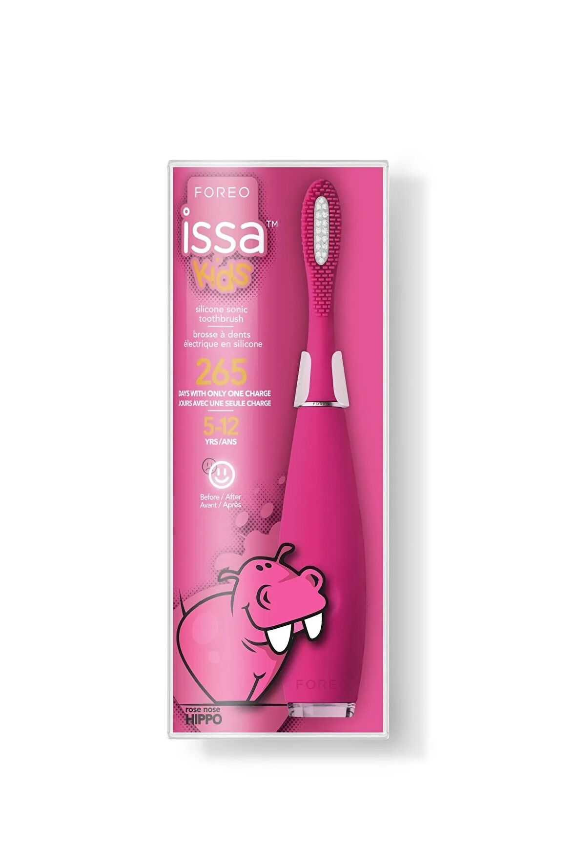 ISSA Kids Çocuk Diş Fırçası (5-12 Yaş Için), Rose Nose Hippo