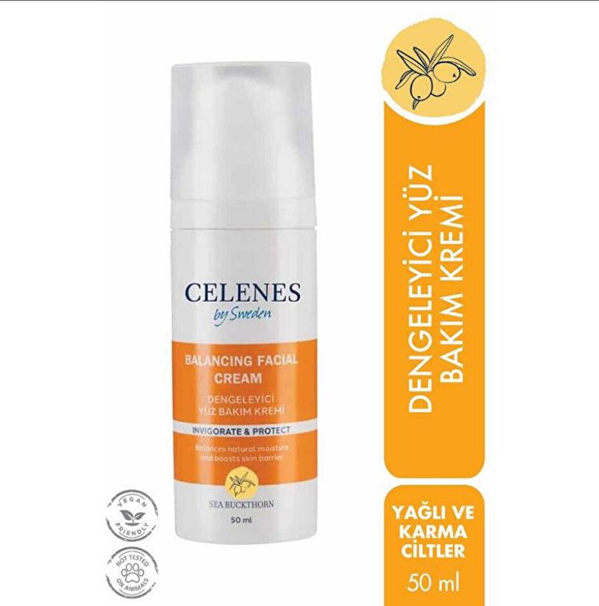 Celenes By Sweden Dengeliyici Yüz Bakım Bakım Kremi Karma Ciltler İçin Su Bazlı Yağsız Dengeleyici Yüz Bakım Kremi 50 ml