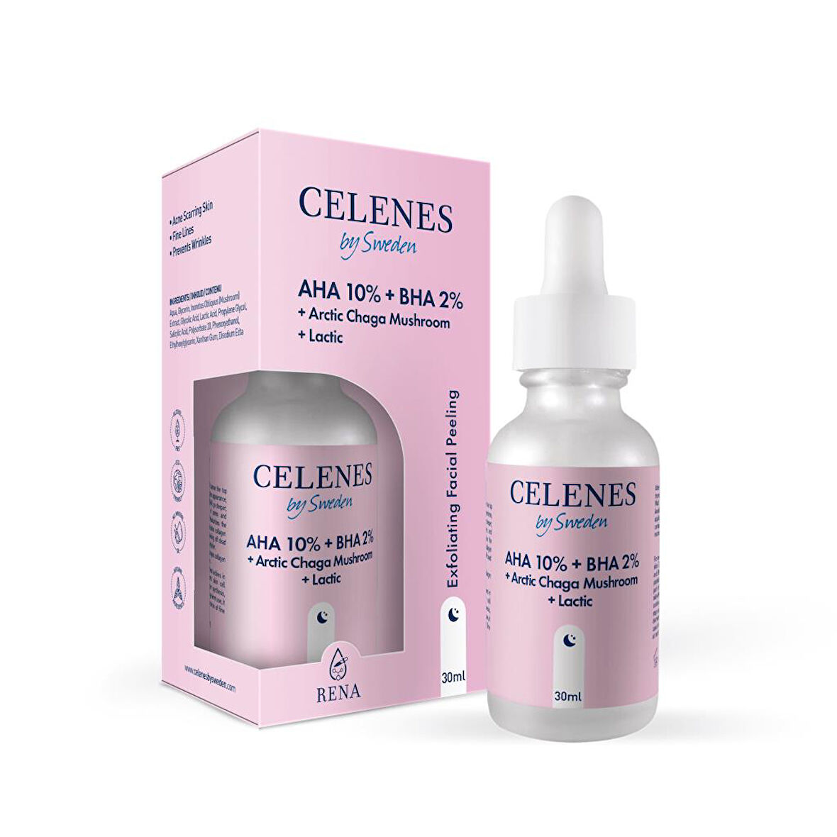 Celenes Aha 10% + Bha 2% + Arctic Chaga Mushroom + Lactic Yüz Serumu