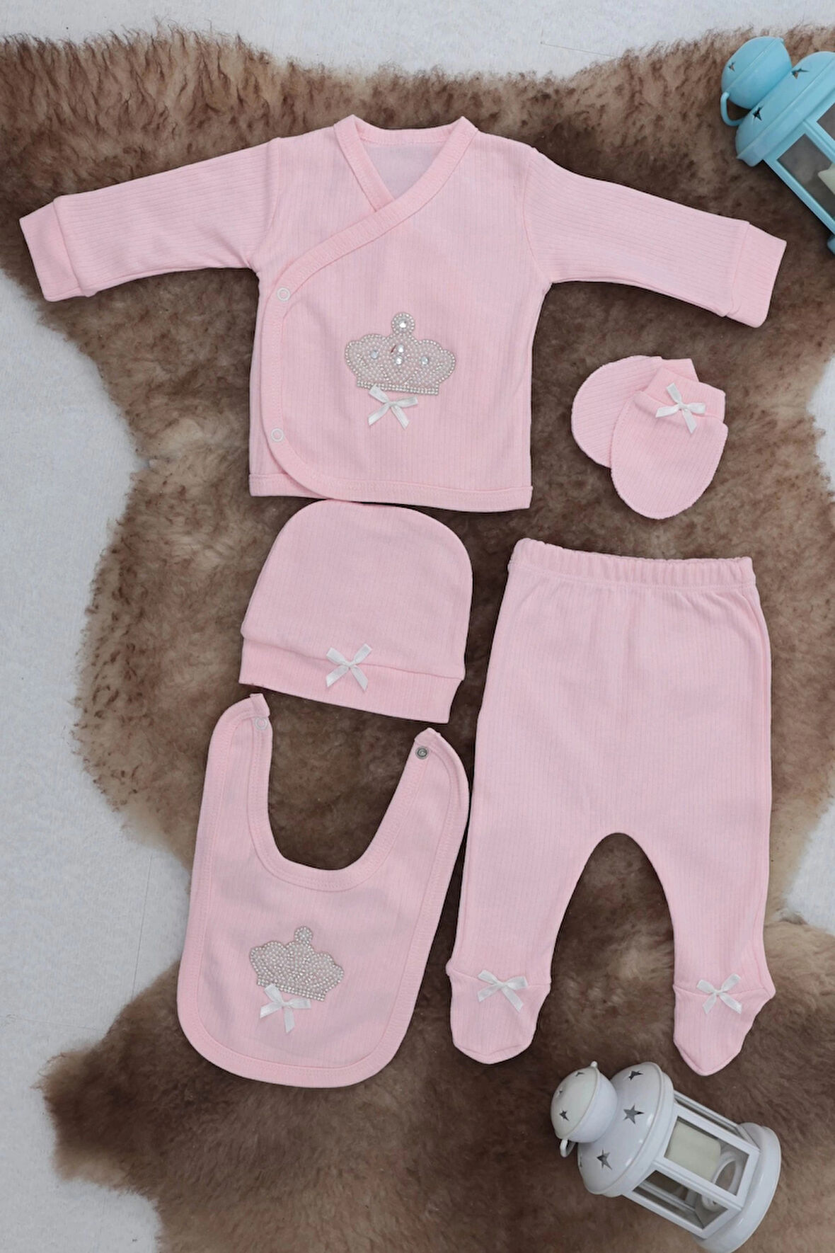 Sema Baby 5 Parça Hastane Çıkışı Zıbın Seti 0-3 Ay - Queen