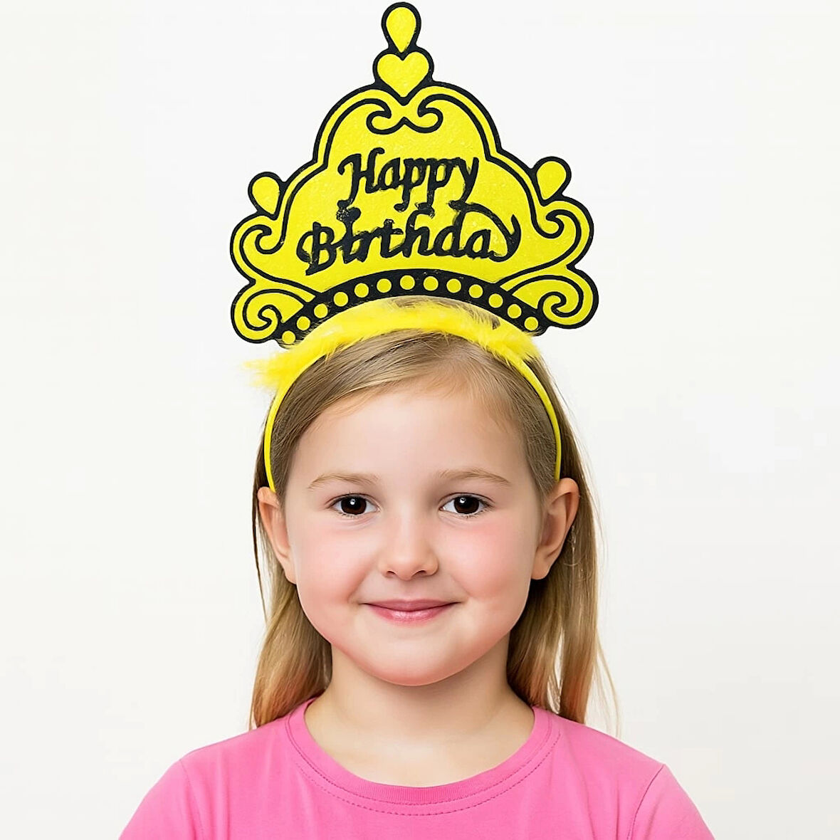 Sarı Happy Birthday Doğum Günü Prenses Tacı