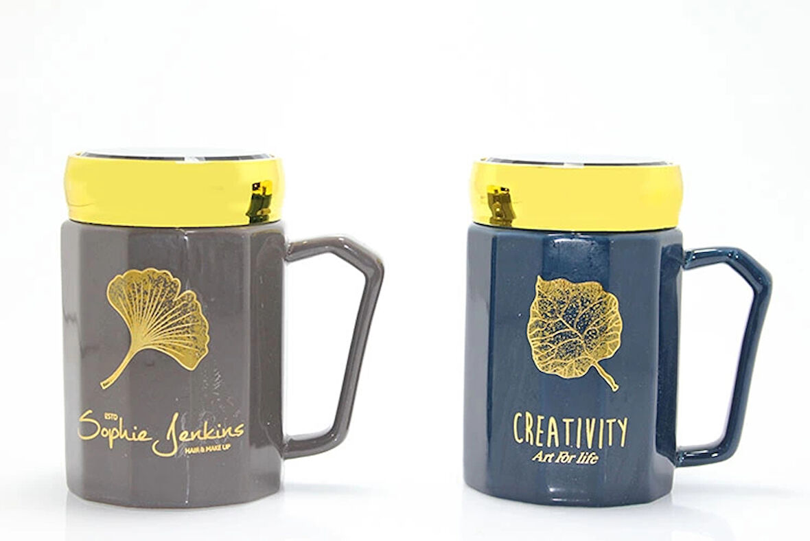 Ayna Kapaklı Porselen Kupa Bardak