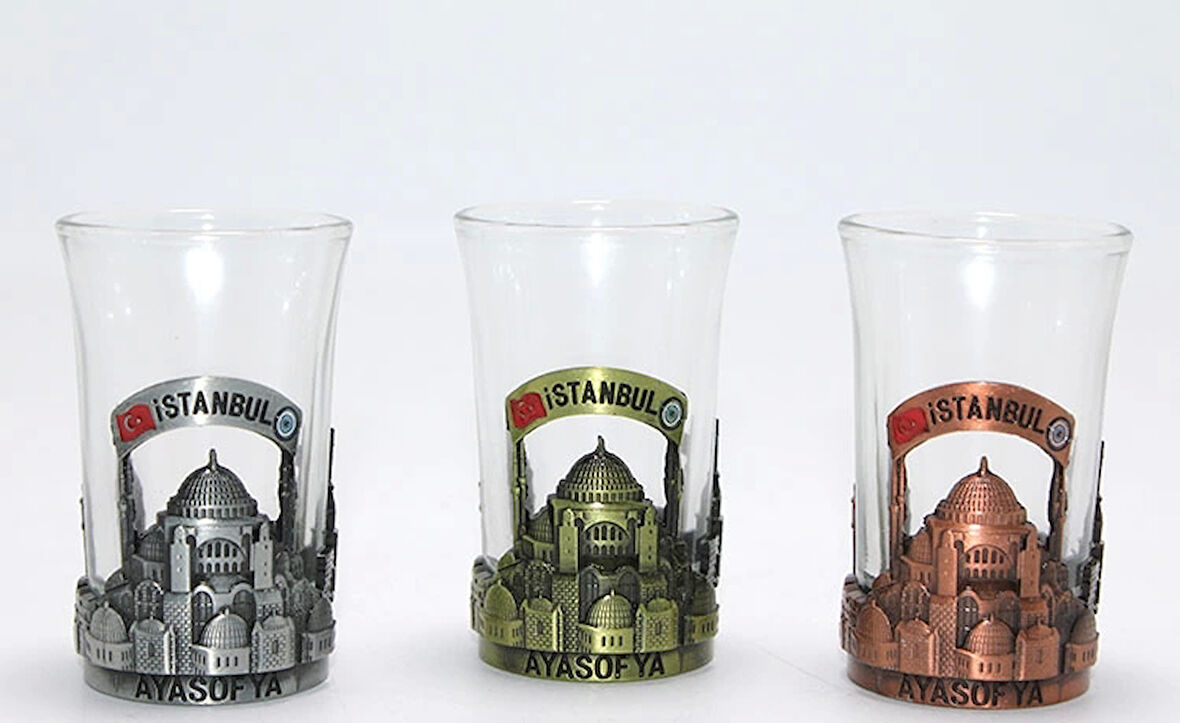 Tekli Metal Cam Bardaklı Shot Bardak