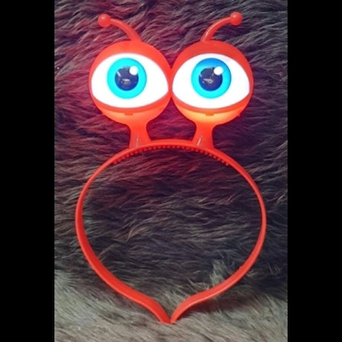 Led Işıklı &amp; Pilli Uzaylı Göz Parti Tacı Kırmızı Renk