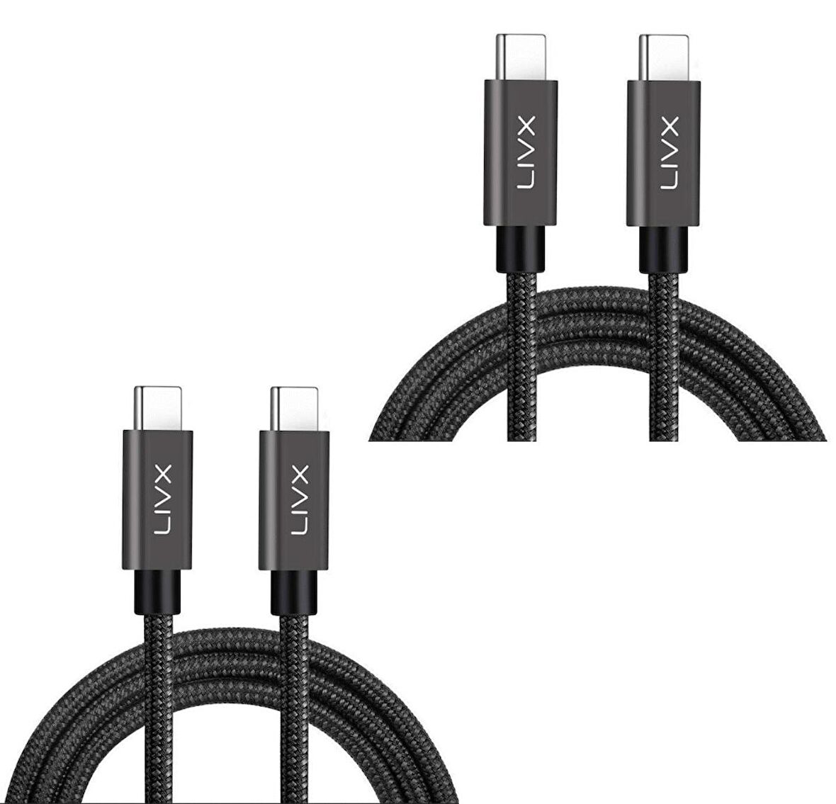Livx İkili Paket Solid 100w 5a Type C To Type C Pd 2.0 5 Gbps 2Metre