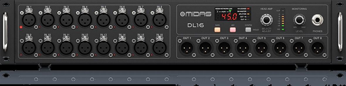 Midas DL16 16 Midas Mikrofon Preamplifikatörü, ULTRANET ve ADAT Arabirimleri ile 16 Giriş, 8 Çıkış Aşama Kutusu