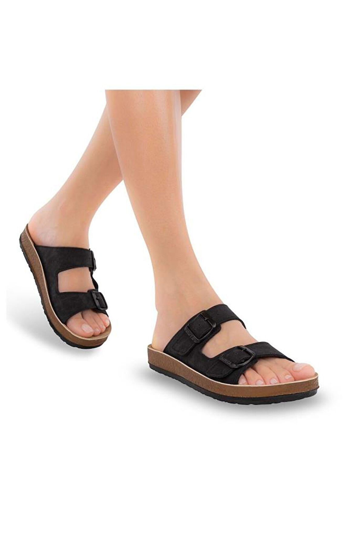 Muya Yuna 31032-430 Anatomik Taban Kadın Terlik Nubuk Siyah 36-40 