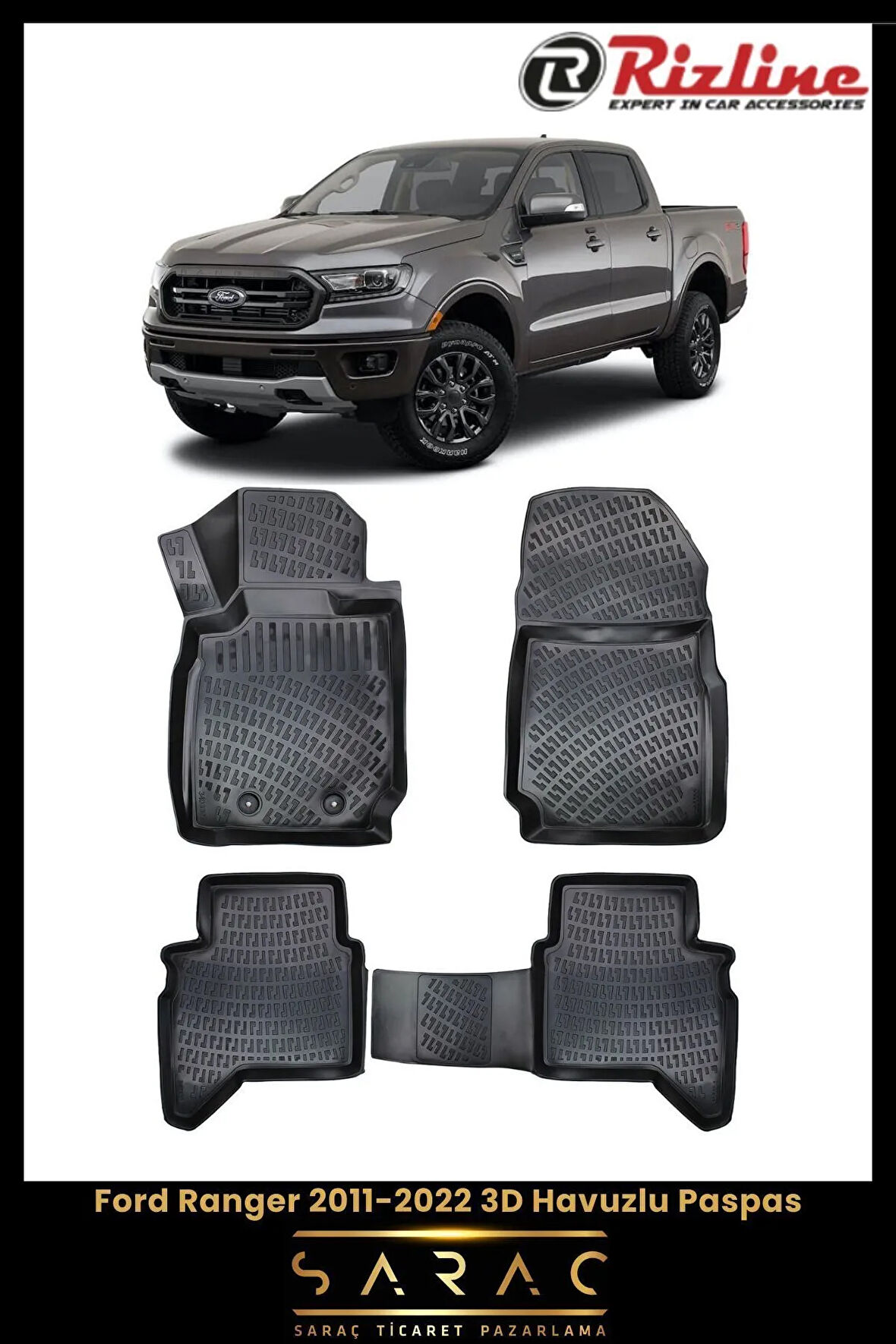 Rizline Ford Ranger 2014 Model 3D Havuzlu Paspas