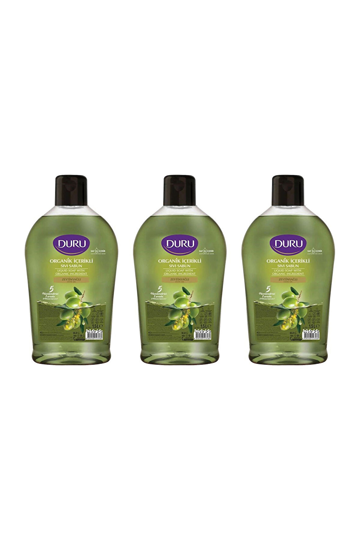 Duru Sıvı Sabun Organik İçerikli Zeytinyağlı 1500 ml x 3 adet