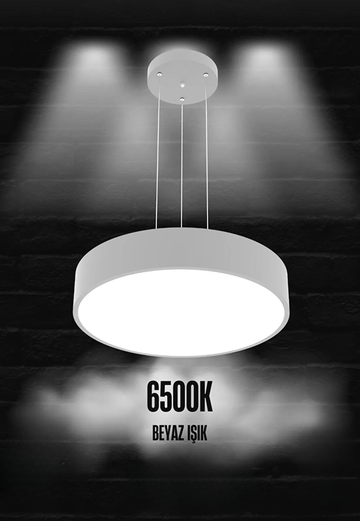 Drum 40cm ( Gri Kasa, Beyaz Işık ) Ledli Modern Led Avize, Salon, Mutfak, Oturma Yatak Odası, Sarkıt