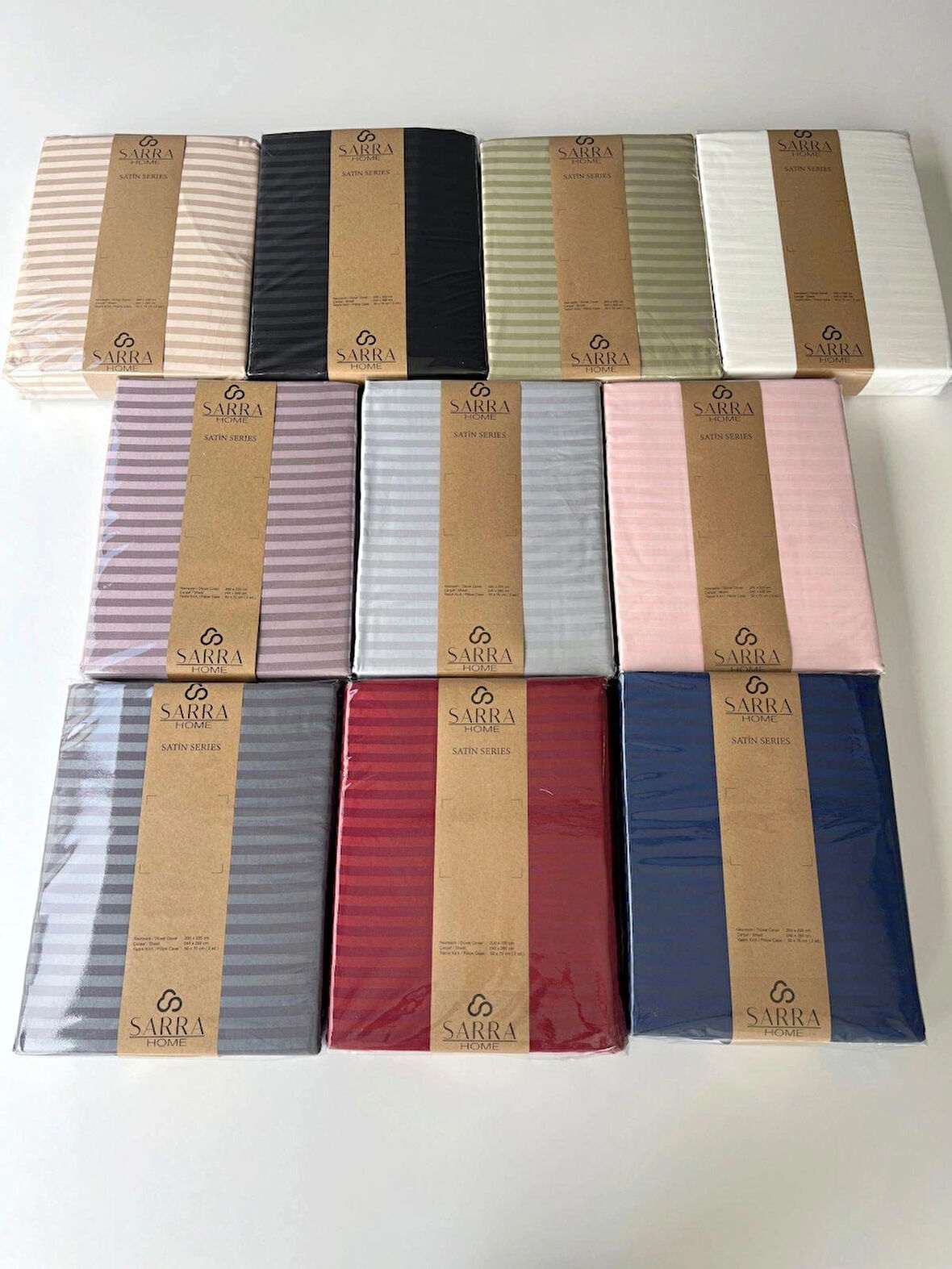 160x200 Tek Kişilik Çizgili Saten Nevresim Takımı - Gri
