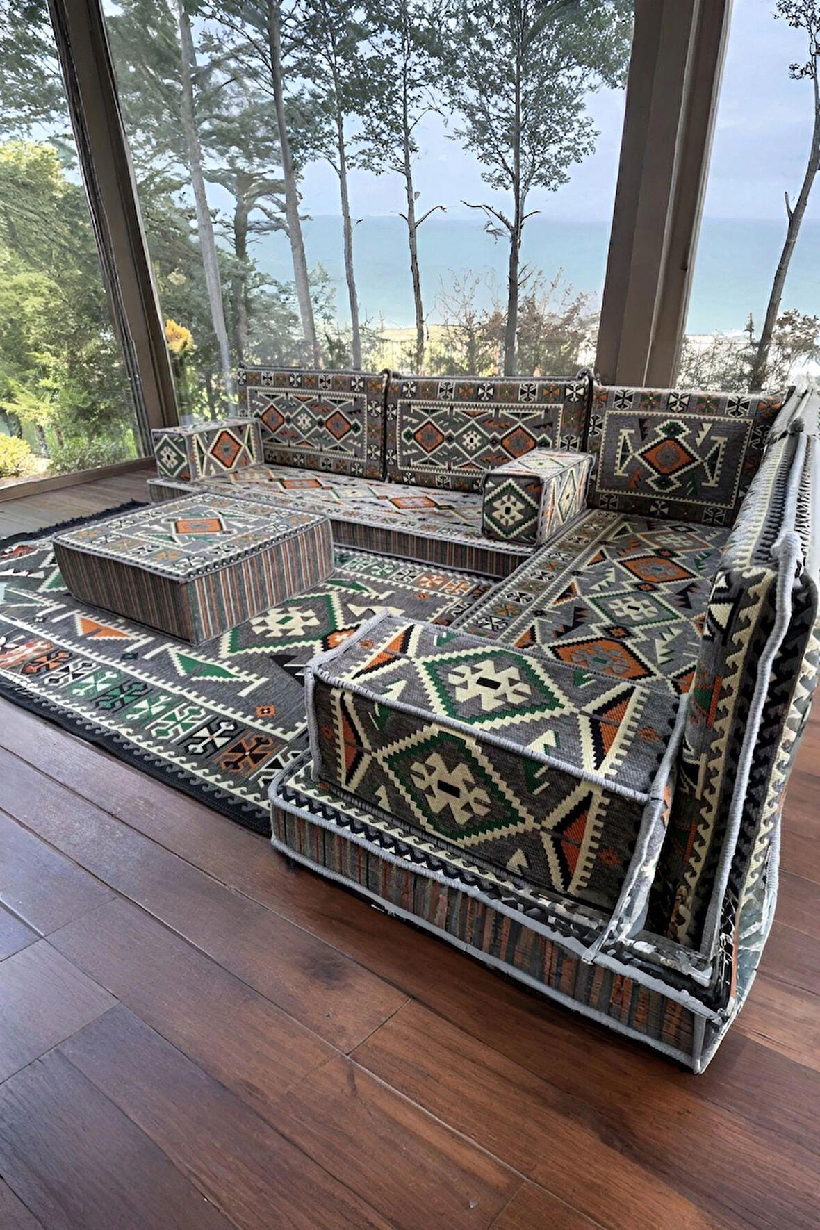 Şark Köşesi Yer Minderi Takımı Otantik Rahat Oturma Minderi Salon Balkon İçin