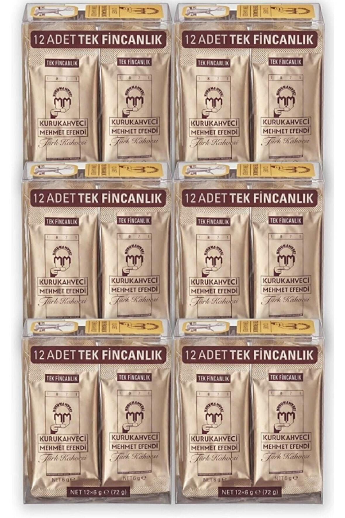 Mehmet Efendi Tek Fincalık Türk Kahvesi 6 gr x 12 Adet x 6 Paket
