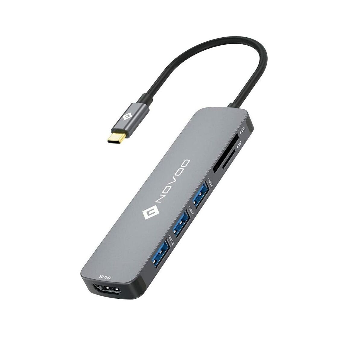 Novoo Type-C to 3*USB-A 3.1 4K HDMI TF SD Kart Okuyucu Dönüştürücü Adaptör