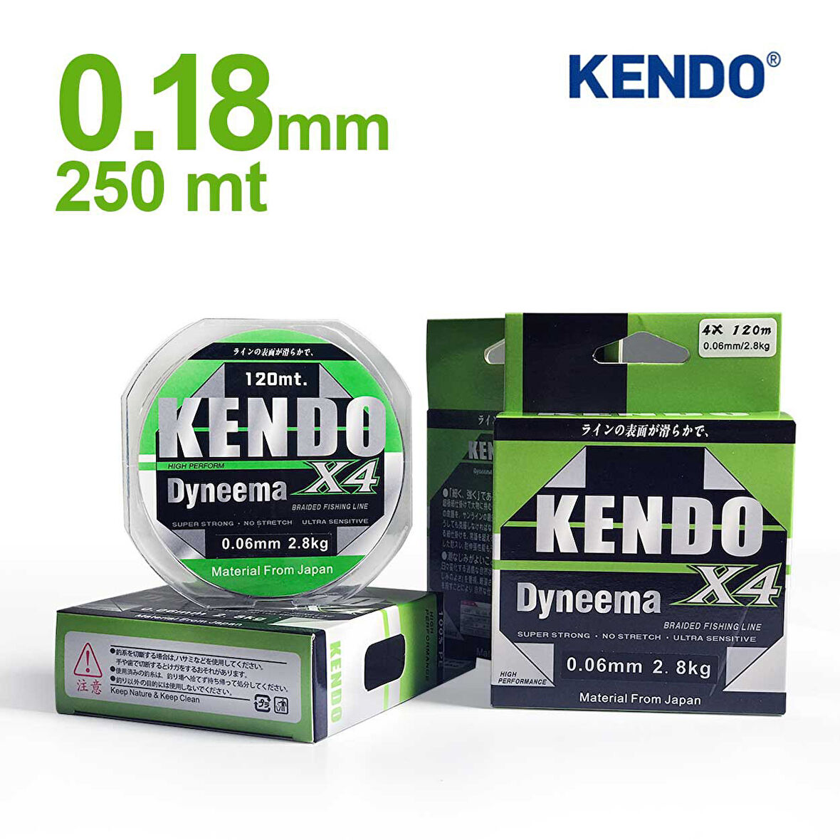 Yeni Kendo Dyneema 4 Örgü 0,18mm 250Mt İp Misina