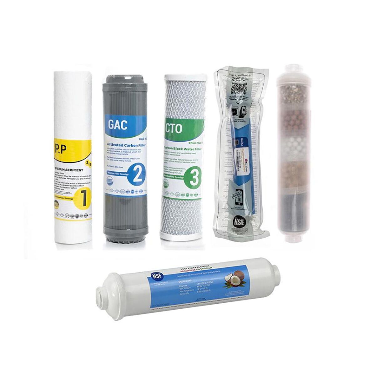 Sulook Su Arıtma Cihazı Çift Karbonlu Açık Kasa 6'lı Fi ltre Seti, 10 Aşama Lg Membranlı