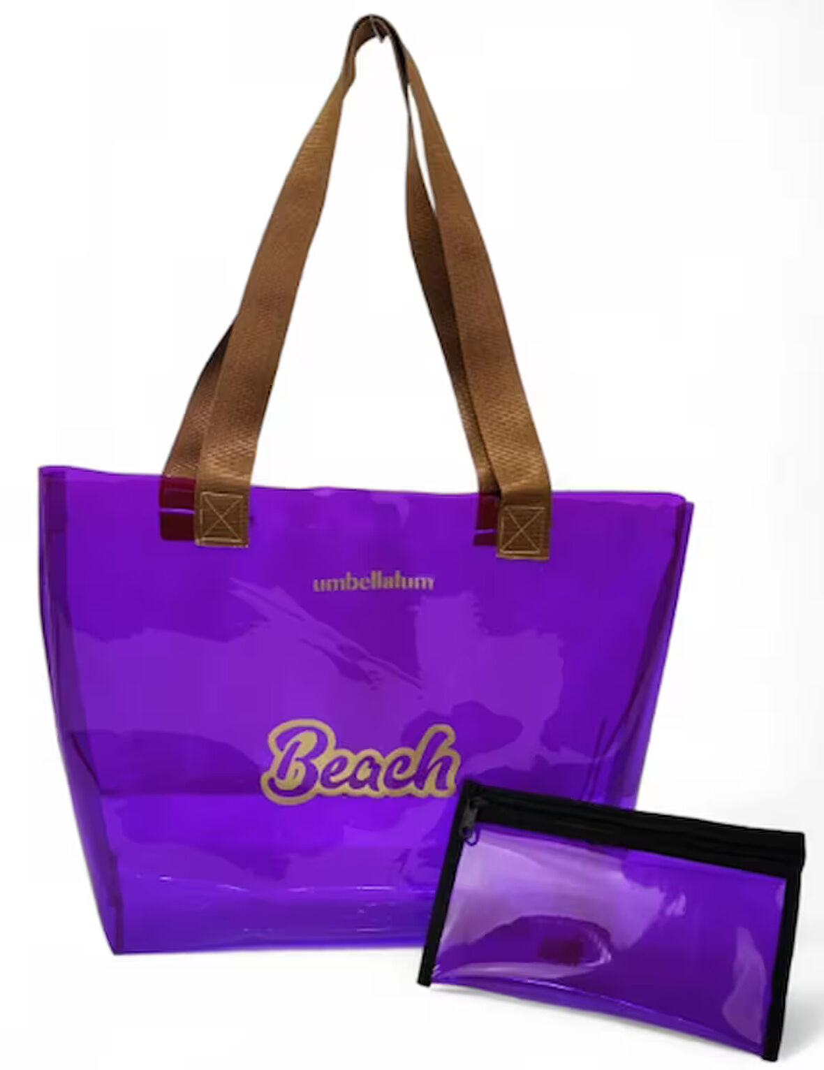 MOR Kadın Beach Baskılı Şeffaf Plaj Çantası ve cüzdanı