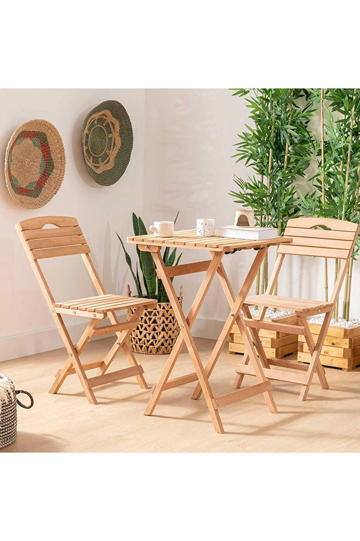 Reyo Tiny Bistro Set 2+1 Katlanabilir Masa Sandalye Takımı