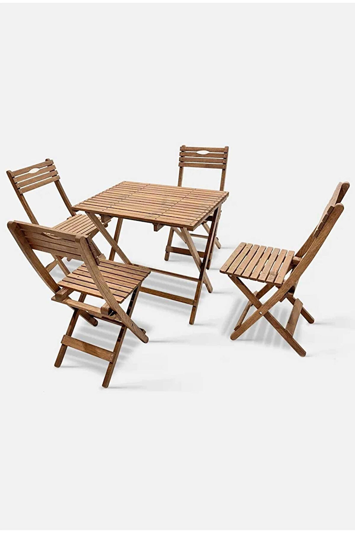 Reyo Luna Bistro Set 4+1 Katlanabilir Masa Sandalye Takımı Ceviz