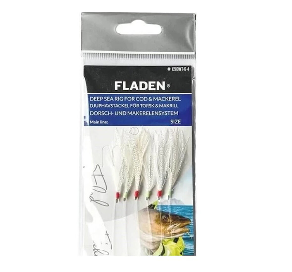 F1280W-6-1-2 Fladen Sabiki Beyaz Tüylü 2 Numara 6 Kancalı Palamut Çaparisi