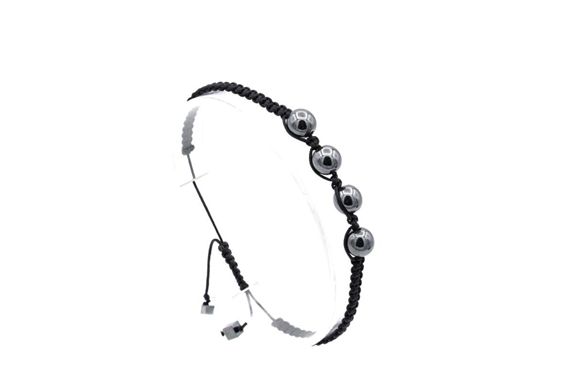 HAKİKİ MAKROME MODEL DOĞAL HEMATİT TAŞI BİLEKLİK 1. KALİTE 004