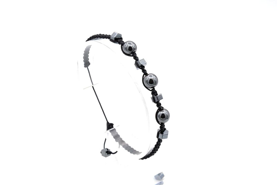 HAKİKİ MAKROME MODEL DOĞAL HEMATİT TAŞI BİLEKLİK 1. KALİTE 005